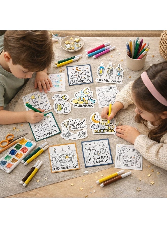 Home Smart DIY Wooden Magnet Set for Ramadan Decoration - 12pcs Eid and Ramadan Mubarak Wooden Magnet sets with 12 color pens Ideal gift for your children during Ramadan and Eid Celebration. - view 4